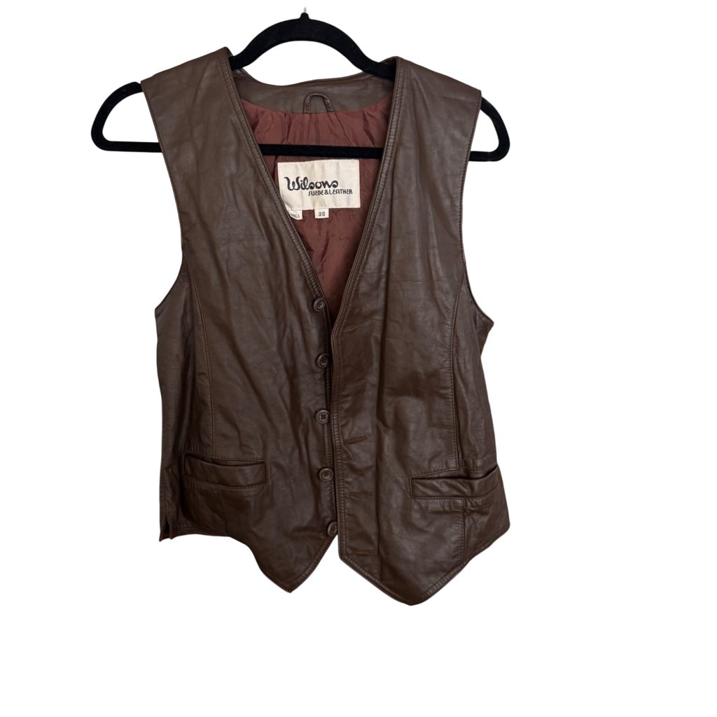 Vintage Wilsons Suede & Leather Brown Button Down Vest Korea Size 38